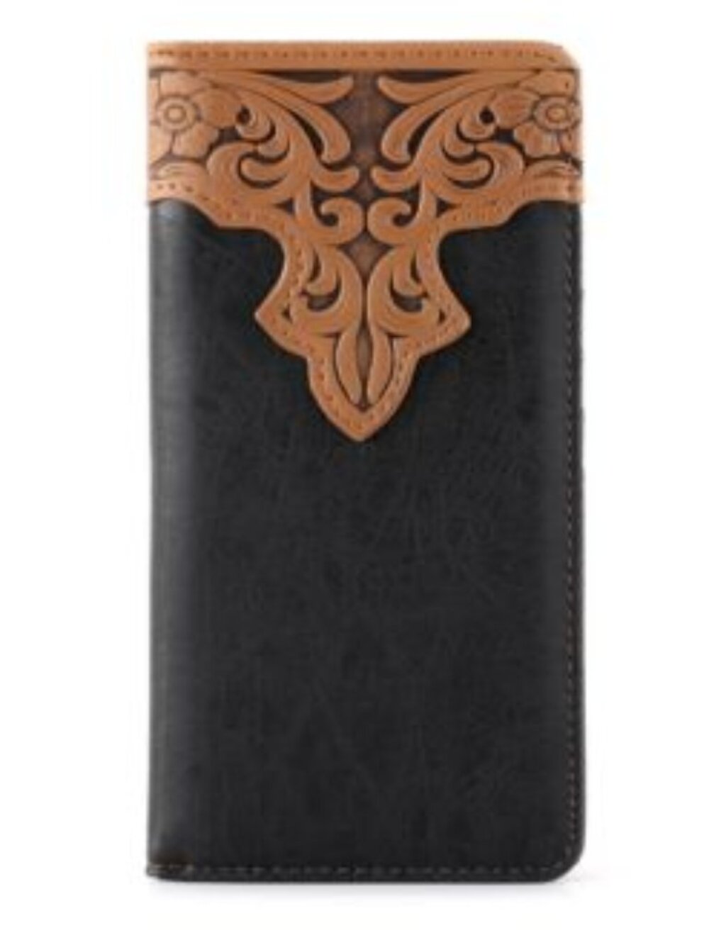 Montana West Men's Embossed Tooled Bifold Long Wallet Black NWT